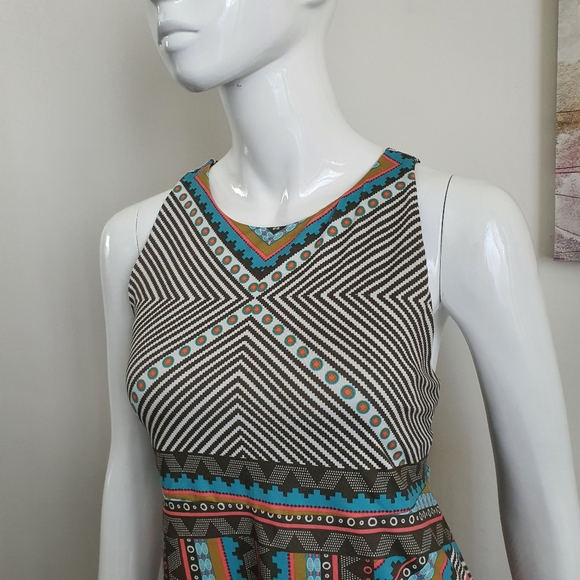 Prana Size S Aztec Print Sleeveless Racerback Skater Dress - Picture 9 of 12